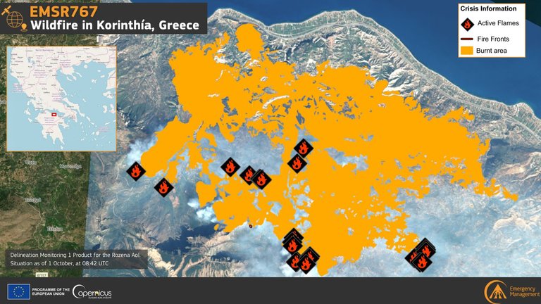 Wildfire in Corinthia, Greece